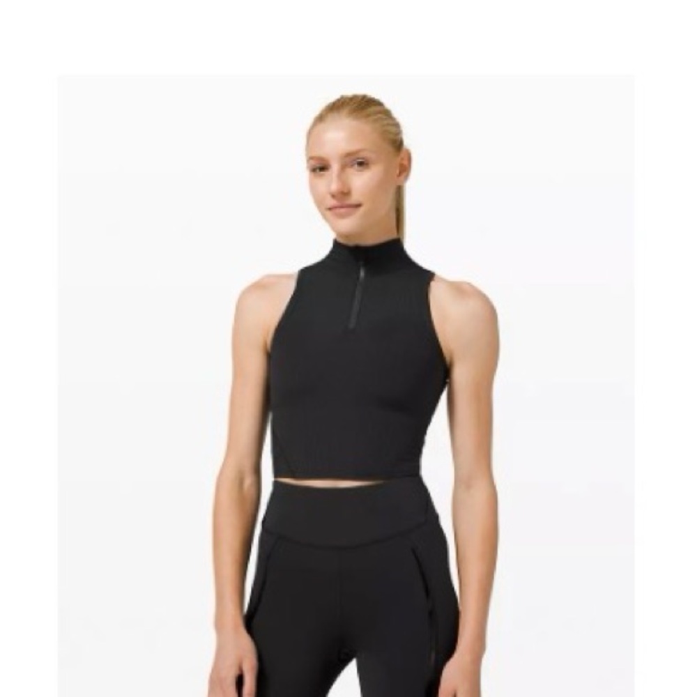 lululemon athletica Black Zip-Front Cropped Tank Top